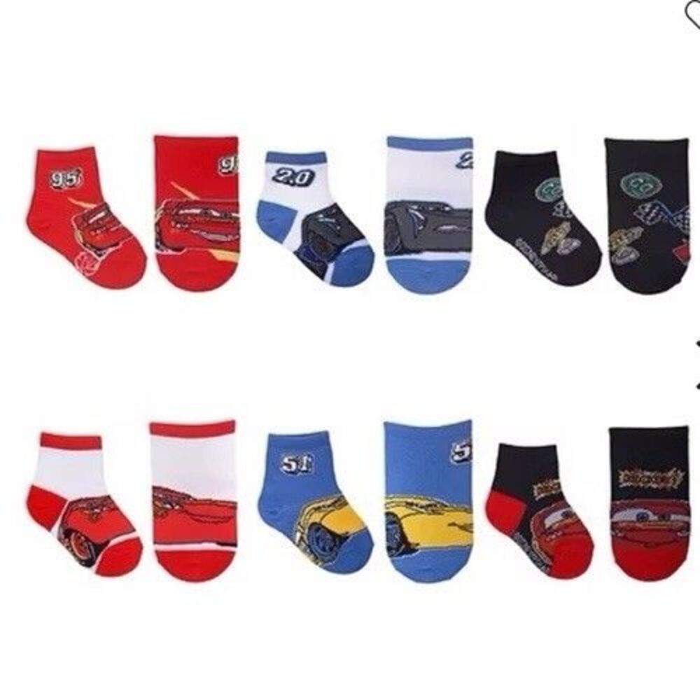 Toddler Disney CARS Quarter Ankle Socks 6-Pack Size 2T-4T (Shoe Size T 4-7) NEW